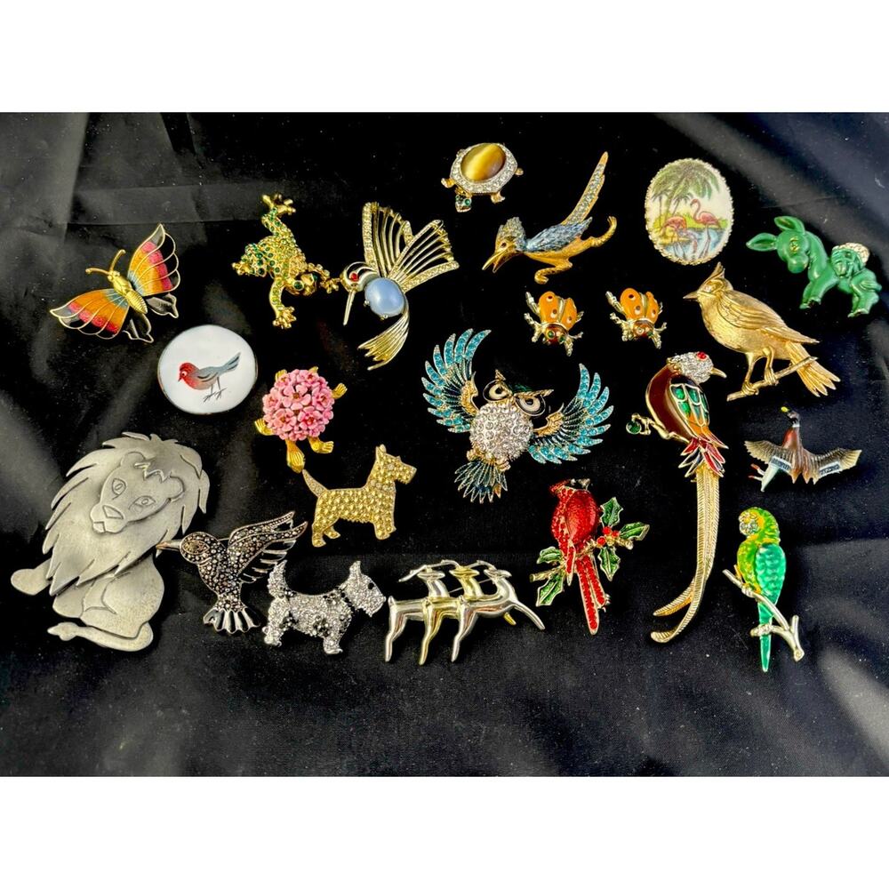 VTG Animal Brooch Pin Lot 22 Piece Estate Collection Signed JJ ULTRA SAC MONET+ - Picture 2 of 16
